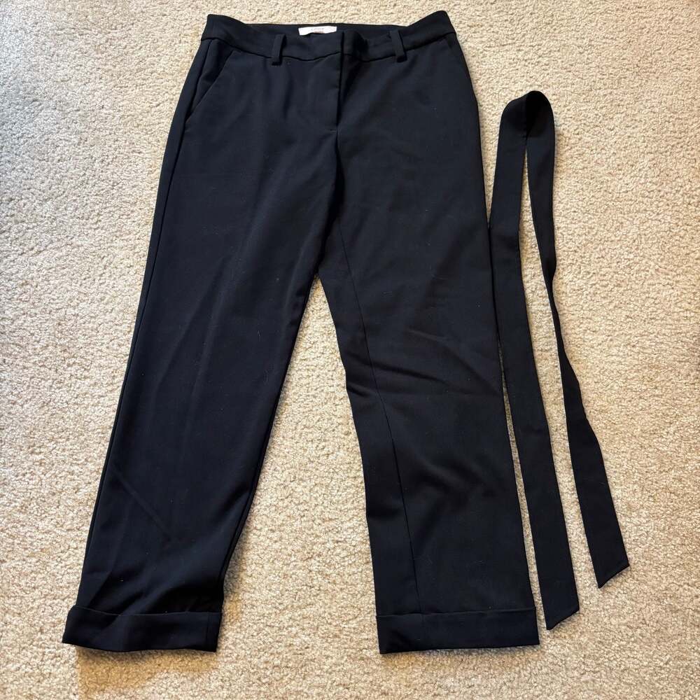 LOFT Black Tie Waist Cuffed Trousers Size 6
